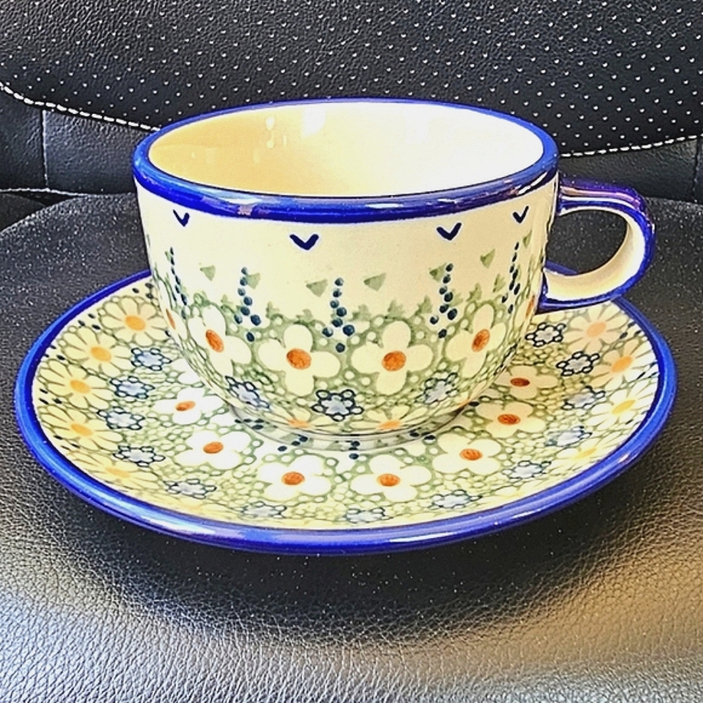Polish Pottery Cup & Saucer Set